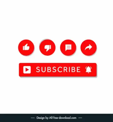 logo like share subscribe comments template flat red white shapes design