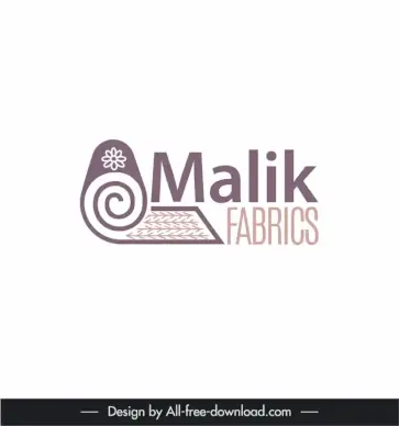 logo malik fabrics template texts curves petal trees outline 