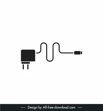 logo maptech electric accessories usb charger data cable template flat silhouette outline 