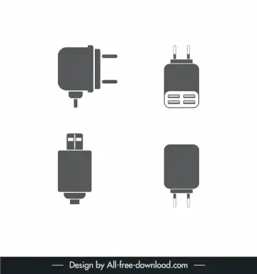logo maptech electric accessories usb charger data cable template flat silhouette white gray sketch