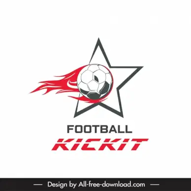 logo media platform football template dynamic fire ball star shape outline 