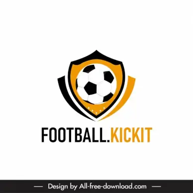 logo media platform football template symmetric ball shield sketch
