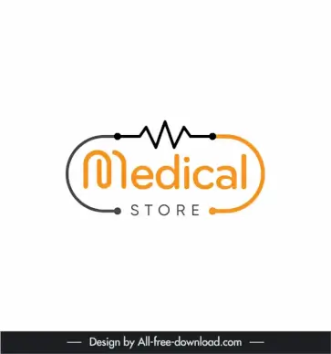 logo medical store template stetheoscope cardiogram sketch 