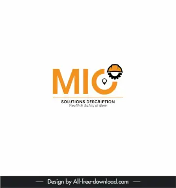 logo mico solutions description template flat stylized texts helmet gear sketch