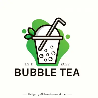 logo milk tea template flat retro handdrawn object outline 