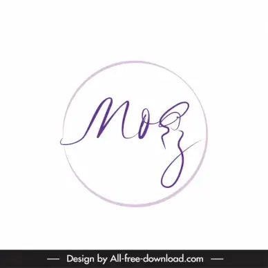 logo mog signature template flat handdrawn stylized text circle lady icon sketch