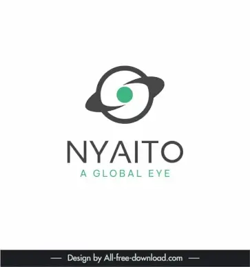logo nyaito global eye template flat dynamic round curves texts outline 