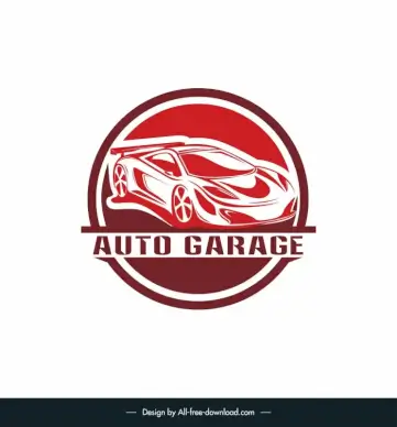 logo of red car automotive business related template flat handdrawn circle isolation design 