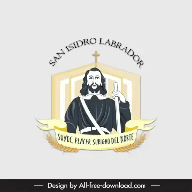 logo of san isidro labrador template classical cartoon sketch
