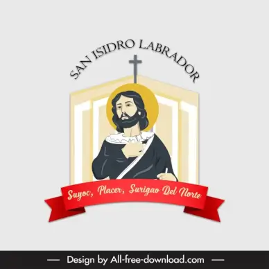 logo of san isidro labrador template saint sketch ribbon holy cross decor