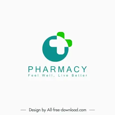 logo pharmacy template flat circle medical cross shape sketch