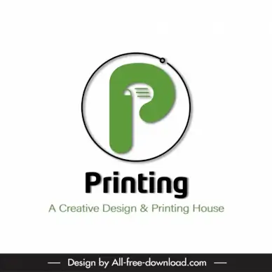 logo printing house template flat modern circle isolated texts outline 