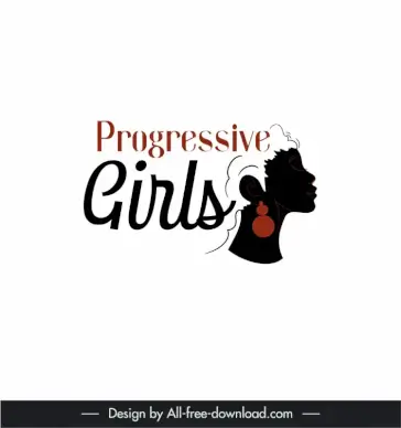 logo progressive girls template silhouette design texts decor