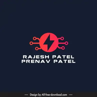 logo rajesh patel pranav patel template flat dark contrast text circle electrical elements sketch