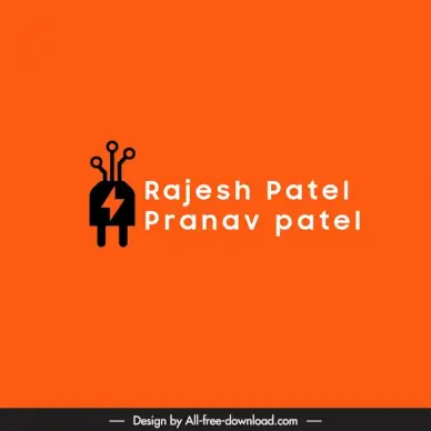 logo rajesh patel pranav patel template flat texts plug electricity sketch