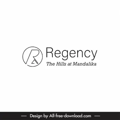 logo regency the hills at mandalika logo template flat black white texts circle decor