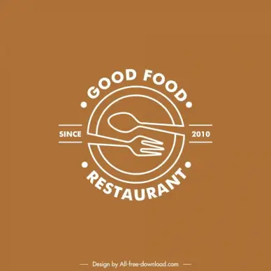 logo restaurant template flat spoon knife circle shape