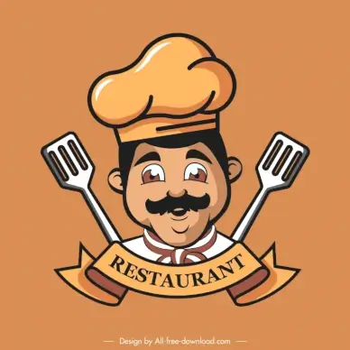 logo restaurant template funny cartoon cook