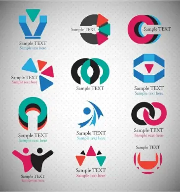 logo sets design with abstract shapes illustration