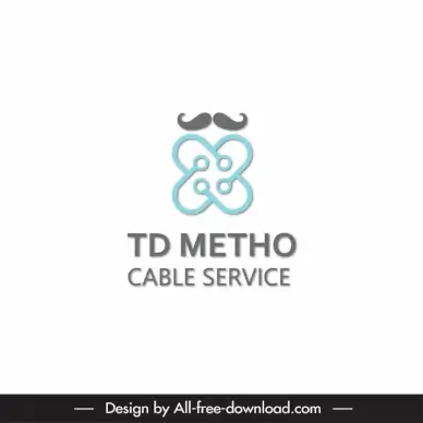 logo td metho cable service template flat symmetric wire moustache outline 