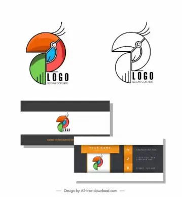 logo template abstract parrot emblem flat geometric design