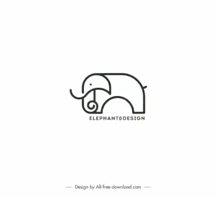 logo template elephant sketch black white handdrawn
