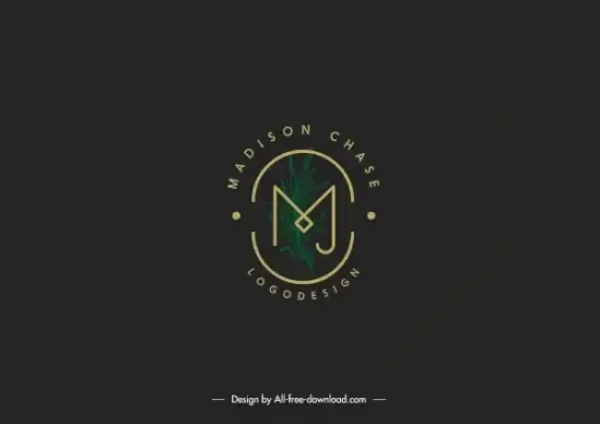 logo template leaf text decor flat dark
