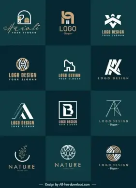 logo templates collection flat shapes sketch