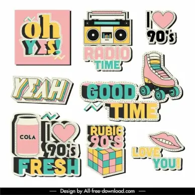 logo templates colorful vintage flat decor