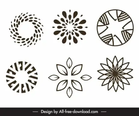 logo templates flat symmetric petal sketch