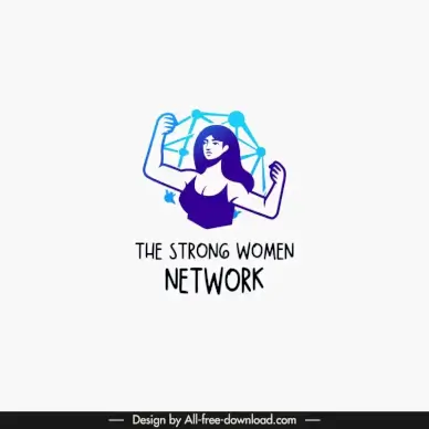 logo the strong women network template cartoon lady sketch points connection globe