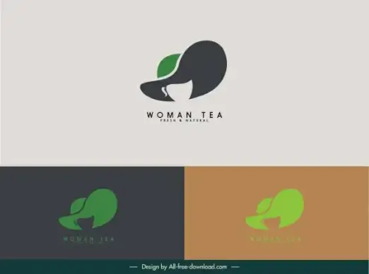 logotype template woman face hat sketch flat design