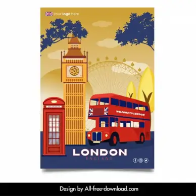 london advertising poster template city symbols outline 