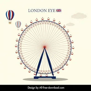 london eye ferris wheel advertising poster elegant flat classical design