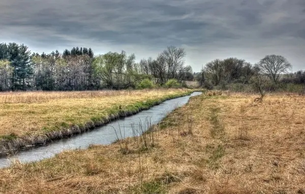 long stream flowing on the military ridge state trail