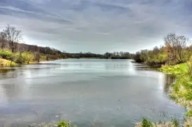 long view of pond on the military ridge state trail