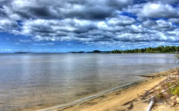 long view of the lake at lake nipigon ontario canada