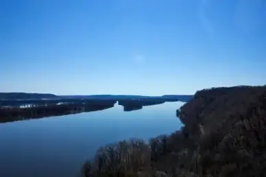 looking up and the river landscape at effigy mounds national memorial iowa