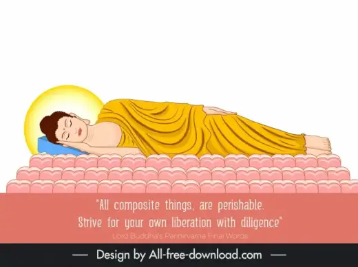 lord buddhas nirvana on the lotus icon cartoon design