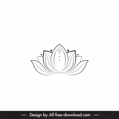 lotus icon black white symmetric handdrawn outline