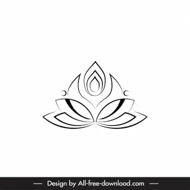 lotus logo template black white flat symmetrical shape outline