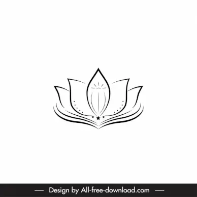 lotus logo template flat black white symmetric sketch