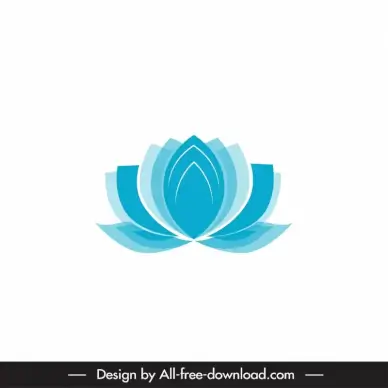 lotus sign icon flat blue booming outline