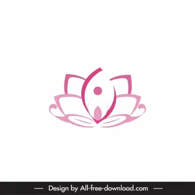 lotus sign icon flat pink symmetry outline