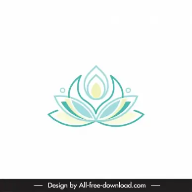 lotus sign icon flat symmetric outline
