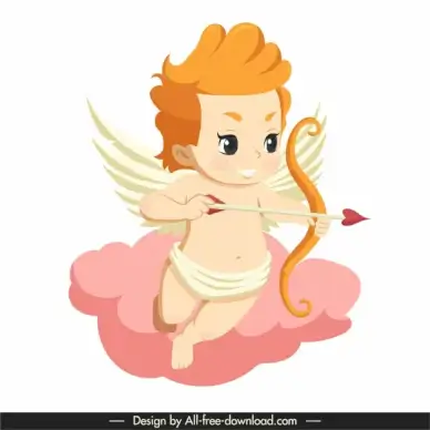 love angel icon winged boy sketch cartoon character