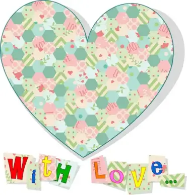 love card design with heart and sweet letters