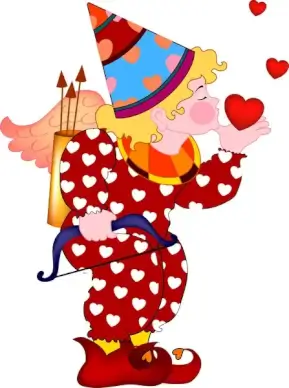 love illustration of cupid with kiss and hearts