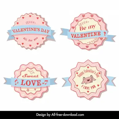 love labels collection elegant classical ribbon hearts decor