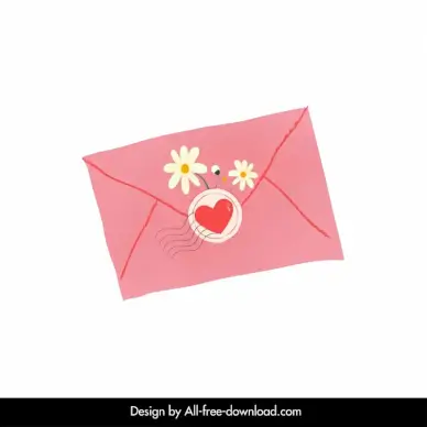 love letter icon elegant classical handdrawn stamp flowers decor